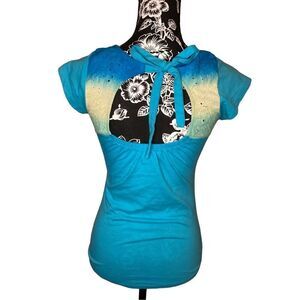 Op Cutout Ribbon Gradient T Shirt Preppy Coastal Beach Summer Travel